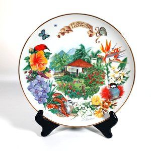 Vintage Hawaiian Garden Plate Gardens Of Beauty By Dot Barlowe RECO 1989 9.25